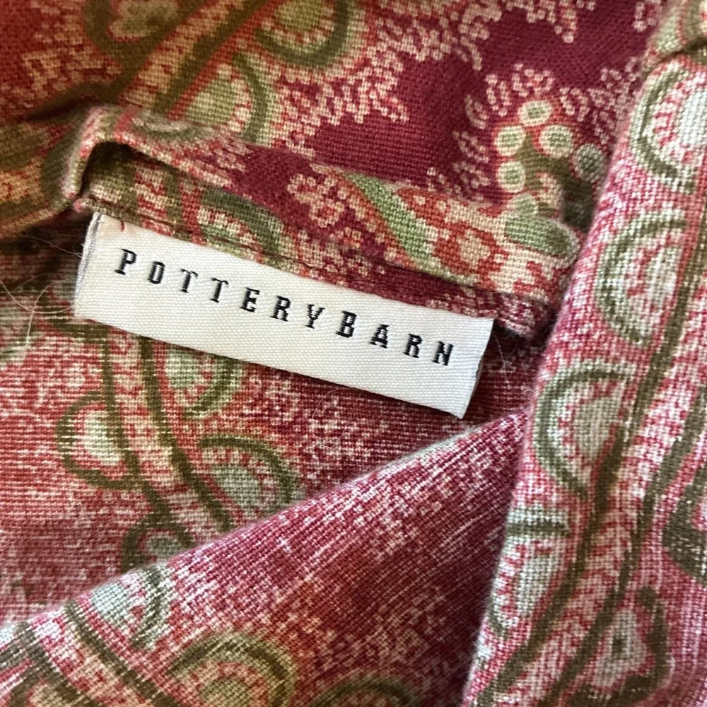 Pottery Barn Marcelle Paisley Floral Cotton linen Standard Pillow Sham Red Sage
